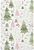 Cartoon Christmas Tree Crib Sheets for Boys Girls Soft Breathable Mini Crib Sheets for Baby 52" x 28"
