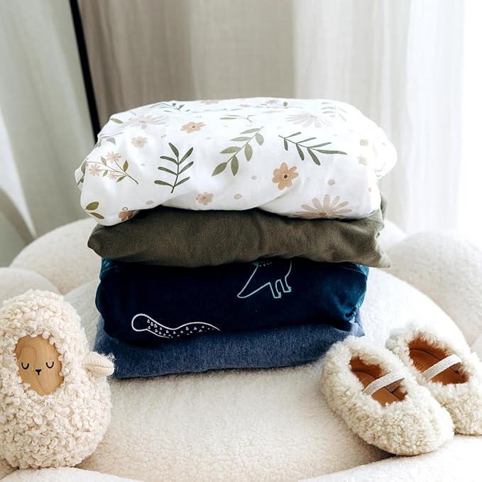 Dreamology Mini Crib Sheets, Pack and Play Sheets Fitted, 100% Cotton Mini Crib Sheets, Boy, Girl, Pack n Play Sheet, Crib Mattress Sheets, 24x38 Crib Sheets | Dino, Denim Blue