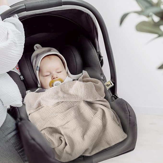 lulumoon Muslin Baby Blanket for Girls: Lightweight Cotton Swaddle for Receiving - Ideal Stroller Blanket for Travel & Baby Shower 36"x40"(Ivory)