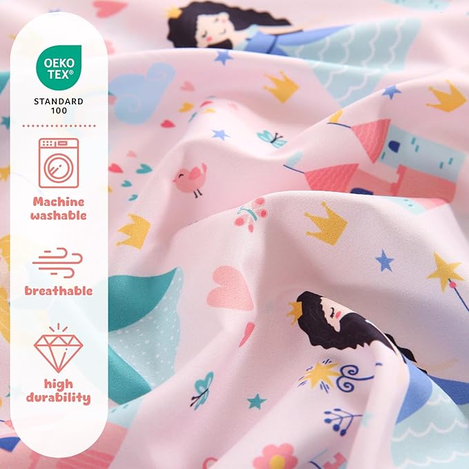 LONAVA Twin Kids Comforter Set - 4 Pieces Twin Bedding Sets for Boys Girls Children, Ultra Soft Microfiber Bed in A Bag with Flat Fitted Sheets, Princess