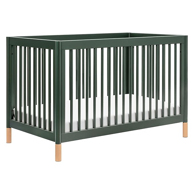 Babyletto Gelato 4-in-1 Baby Crib Convertible to Wooden Toddler Bed, Daybed & Full-Size Bed, GREENGUARD Gold Certified - Made of 100% Solid Wood, Includes Toddler Conversion Kit - Forest Green