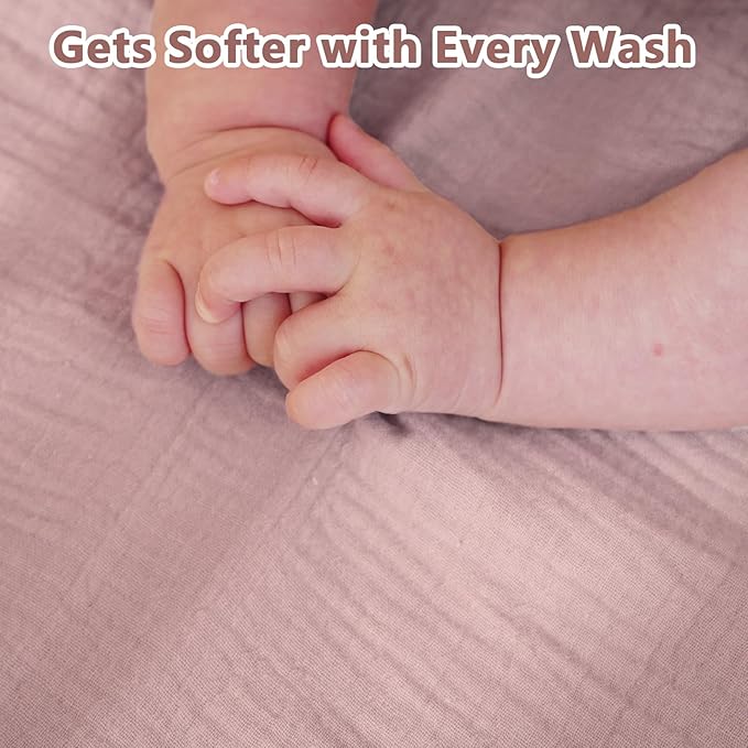 Muslin Crib Sheet – 100% Cotton Baby Fitted Sheet for Boys & Girls, Ultra Soft & Breathable, Snug Fit with 360° Elastic, Fits Standard Crib Mattress 28" x 52" & Toddler Beds.