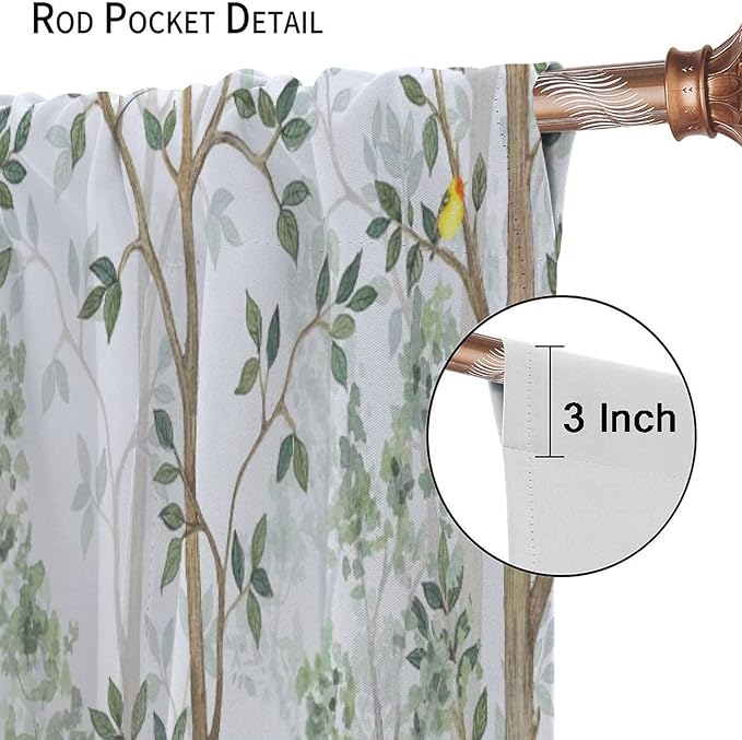 Kids Animal Curtains, Watercolor Natural Forest Animal Hedgehog Fox Butterfly Rabbits Forest Print Curtain Boys and Girl Bedrooms 52x84in