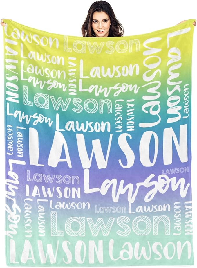 Dr.TOUGH Personalized Blankets with Name Customized Baby Blankets for Girls Boys Adults Monogrammed Blankets and Throws Christmas Birthday Mothers Valentines Day Gift (Z-Colorful 03, 50''×60'')