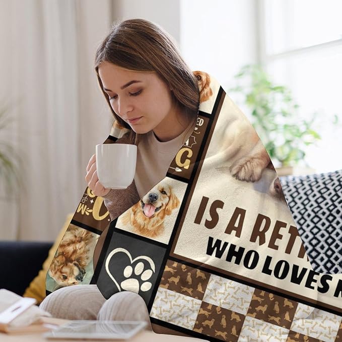 Golden Retriever Dog Print Blanket Best Dog Pet Animal Throw Blankets for Couch Sofa Stuff Decor Gifts Lightweight Soft Cozy Fleece Plush Warm Flannel Bedding for Lover Man Woman Teen Adults 60"x80"