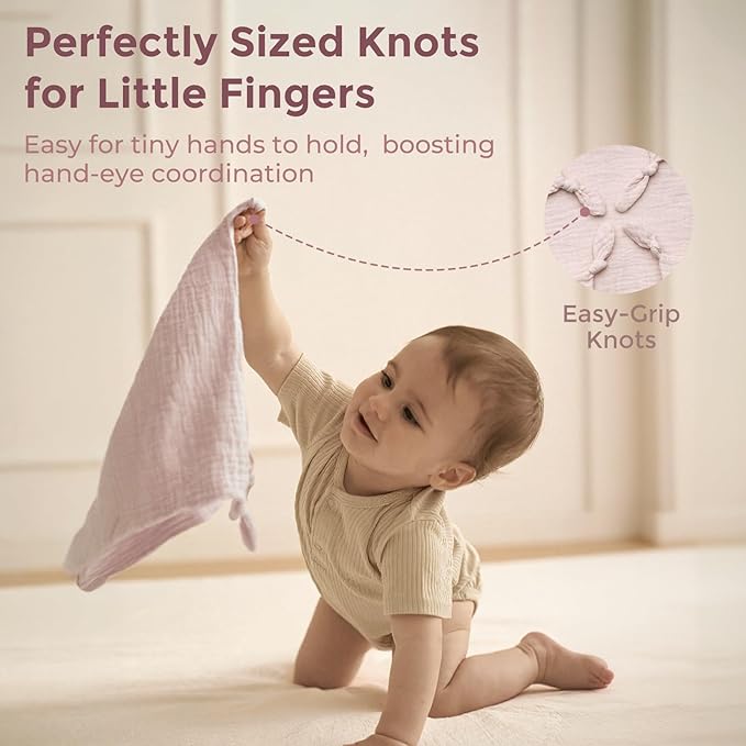Momcozy Bear Loveys for Babies with Cotton - Soft Security Blanket for Boy or Girl for Self-Soothing On-The-Go-Portable & Anti-Drop Design - Newborn Gift，Must Have（Pink Bear 14 inch）