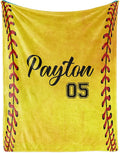 Personalized Softball Kids Blanket with Naumber and Name - Custom Sport Bed Blankets Gift for 0-3 Months Baby Essential - Super Warm and Comfortable 30x40inch