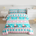 Feelyou Merry Christmas Tree Bedding Set Soft for Boys Girls, Cute Snowman Comforter Set Toddler Size Santa Claus Duvet Quilt Microfiber Cartoon Bowknot Bedroom Decor 2 Pcs with 1 Pillow Cases