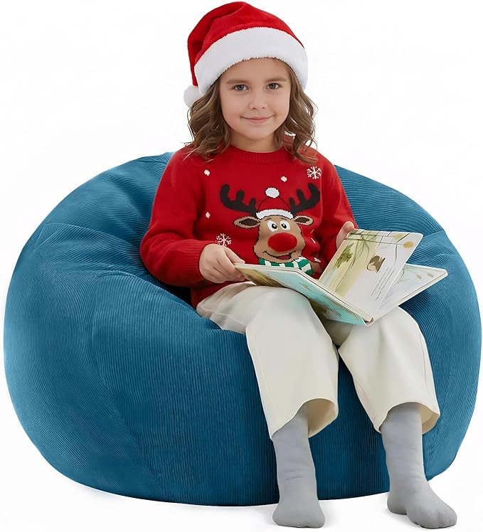 Nobildonna Bean Bag Chair Cover (No Filler) for Kids and Adults,Beanbag Stuffed Animal Storage Without Filling Plush Toys Holder and Organizer Soft Premium Corduroy 200L