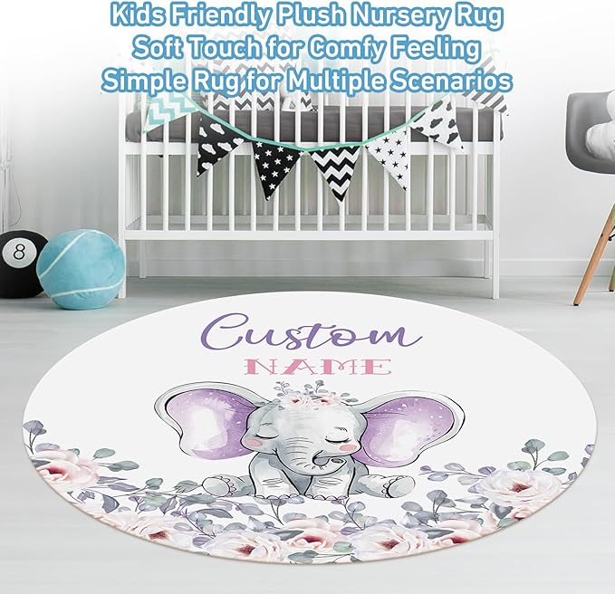 Personalized Baby Crib Bedding Set: 5 Piece Custom Gift Elephant Crib Bed Set with Name, Nursery Bedding Set for Baby Girls and Boys, Floral Crib Bedding Gifts