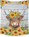 Blanket for Girls Women - 60x50 Inches Aesthetic Highland Cow Throw Blanket for Kids Teens Adults - Yellow Soft Fuzzy Sunflower Blankets Decor for Bed Couch Sofa