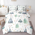 Feelyou Christmas Bed Set Xmas Tree Comforter Set with Sheets Snowflake Watercolor Blue Bed in a Bag for Kids Boys Girls Room Decor New Year Theme Bedding Set Bedroom Collection Twin Size