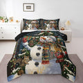 Feelyou Christmas Kids Comforter Set Twin Size Snowman Squirrel Bedding Set Snowflake Gift Duvet Quilt for Kids Boys Girls Bedroom Branch Berry Decor Microfiber Ultra Soft Breathable