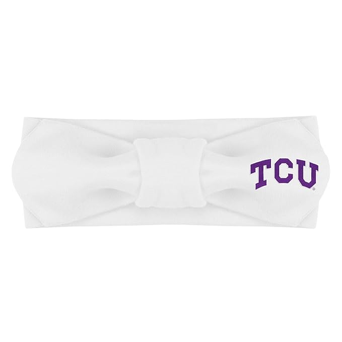 Creative Knitwear TCU Horned Frogs Infant Girls White Solid Hair Knot Headband Embroidered Logo - Size Newborn - 4T