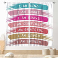 Rainbow Curtains for Classroom, Kids Girls Baby Boho Cute Inspirational Motivational Quotes Cartoon Colorful Pastel Nursery Classroom Bedroom Living Room Bathroom Window Drapes 2 Panels, 52"x84" Inch