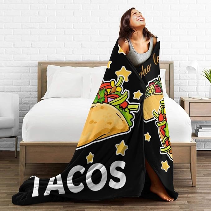 Taco Blanket for Girls Just Girl Who Loves Tacos Throw Blanket Soft Cozy Warm Fuzzy Fleece Tacos Food Bedroom Decor Blanket Gifts for Kids Women Men Adults Couch Sofa Bedding 80"X60"