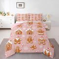 Feelyou Christmas Comforter Set All Season Gingerbread Man Bedding Set with 2 Pillow Cases Santa Microfiber Kids King Bedclothes Snowflake Bedroom Decor Duvet Quilt Breathable Soft Lightweight