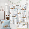 Personalized Baby Crib Bedding Set,3 Piece Custom Name Nursery Set with Blanket, Fitted Sheet & Pillowcase for Baby Girls & Boys, Sky Adventuren Theme(Fixed Size)