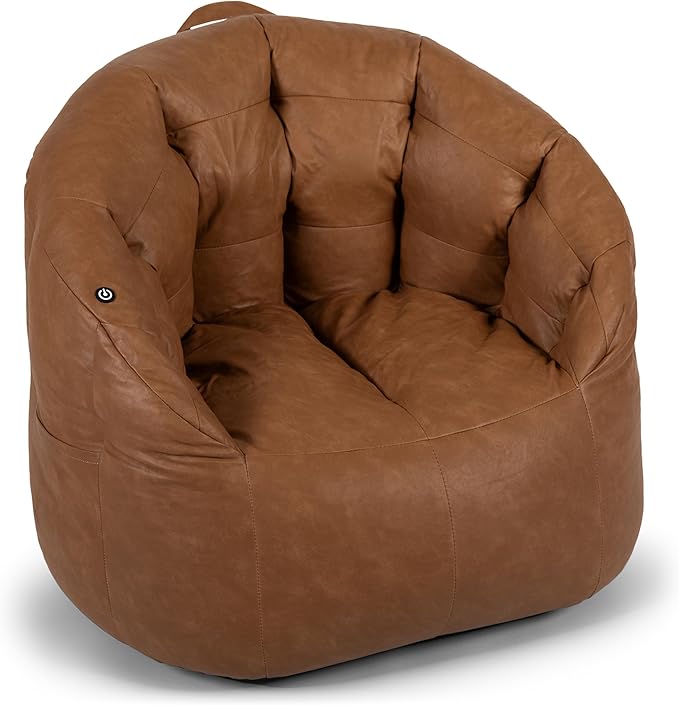 Big Joe Milano Beanbag Chair with Vibe Caramel Montana Leather