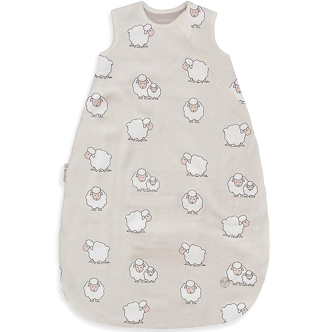 Woolino Merino Wool and Organic Cotton Baby Sleeping Bag - 4 Season Classic Sleep Sack - Two-Way Zipper Sleeping Bag for Baby and Toddler - 18-36 Months - Sheep