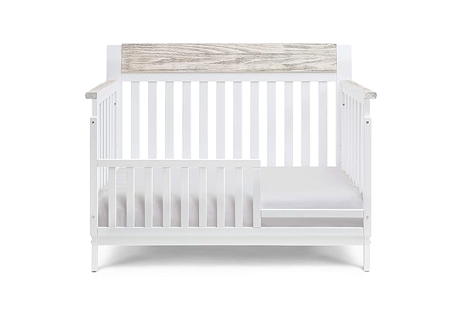 Suite Bebe Hayes 4 in 1 Convertible Baby Crib, White and Wire Brushed Wood