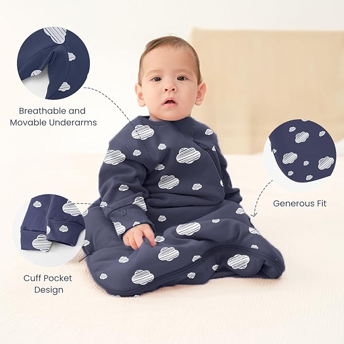 Unisex Sleeping Bag for Babies and Toddlers 1.0 Tog Sleep Sack 6-18 Months, Newborn Sleep Sack, Wearable Blanket Baby, One Piece Long Sleeves, Gifts for Baby
