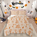 Erosebridal Halloween Bedding Set Orange Pumpkin Bat Comforter Set King Size,Vintage Halloween Decor Quilt for Kids Boys Girls Adults Happy Festival Themed Duvet Insert