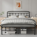 Queen Bed Frames with Headboard, Heavy Duty Bed Frames with Headboard Noise-Free Design & 12" Underbed Storage,No Box Spring Needed/Tool-Free 30 Mins Assembly