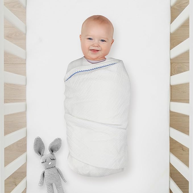 Extra Soft Muslin Fitted Crib Sheets 100% Organic Cotton Baby Crib Sheets for Standard Crib Mattress | 28 X 52 Inches
