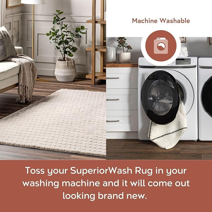 nuLOOM Nia White/Ivory, 5' x 8', Cozy Shag, Fluffy and Soft, High Traffic, Stain Resistant, Easy Clean, Durable Machine Washable Area Rug for Bedroom, Living Room, Dining, Den, Foyer, Entryway