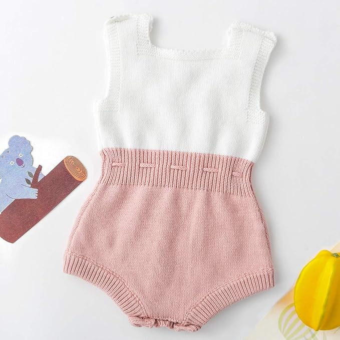 Simplee kids Baby Girl Knit Romper Fall Sleeveless Pompoms Rompers Newborn Little Girl Overall Jumpsuit Outfits