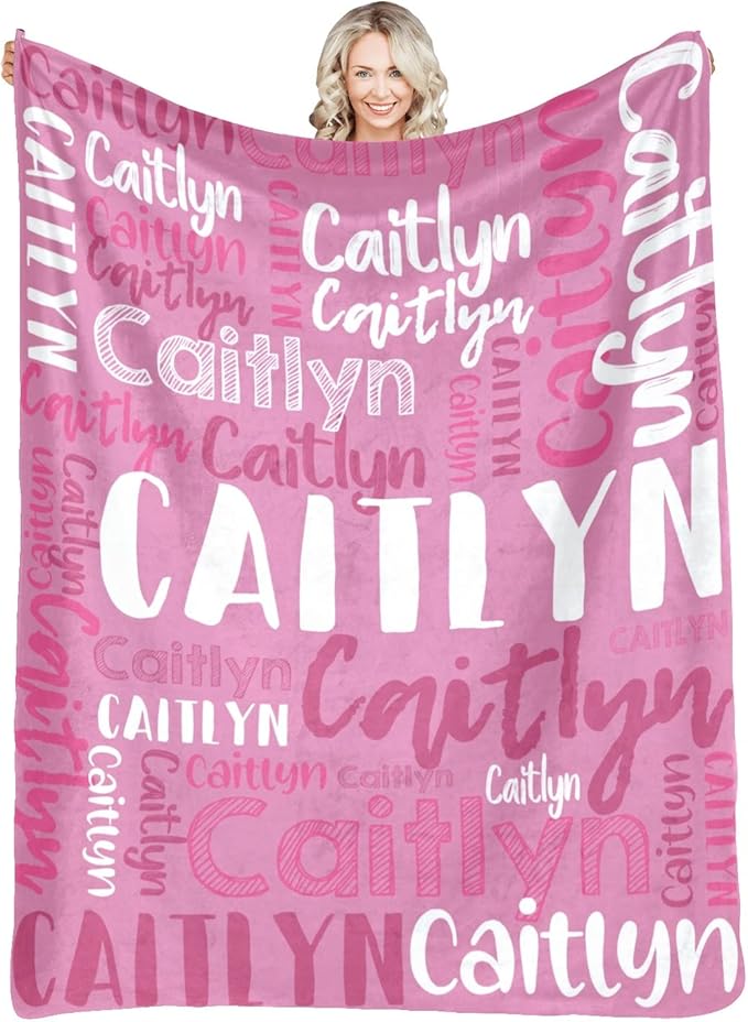 Dr.TOUGH Personalized Blankets with Name Customized Baby Blankets for Girls Boys Adults Monogrammed Blankets and Throws Christmas Birthday Mothers Fathers Valentines Day Gift (Petal Pink,60''×80'')