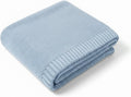 Baby Knit Blanket Soft Cotton Lightweight Newborn Blanket for Crib Stroller Toddler Nursery Shower Gift Cozy Breathable Travel Swaddle Wrap Baby Blue 36 x 28 Inches