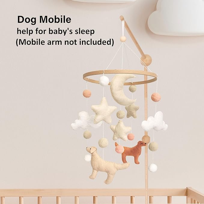 Dog Theme Baby Mobile, Mobile for Crib, Crib Mobile for Boys and Girls, Nursery Mobile for Bassinet, Pack and Play, Dog, Moon, Cloud, Star