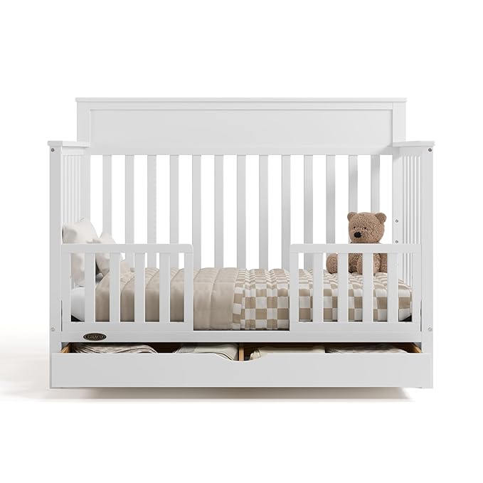 Graco Shiloh 5-in-1 Convertible Crib with Drawer – GREENGUARD Gold Certified Baby Crib Crafted from Wood, Converts to Toddler Bed, Daybed, and Full-Size Bed, White