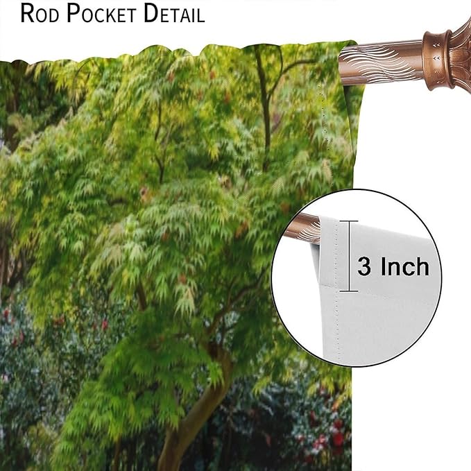 Forest Waterfall Blackout Curtains, Natural Landscape Forest Trees Waterfall Scenery PrintWindow Drapes, for Living Room Bedroom 63" W X 63" L
