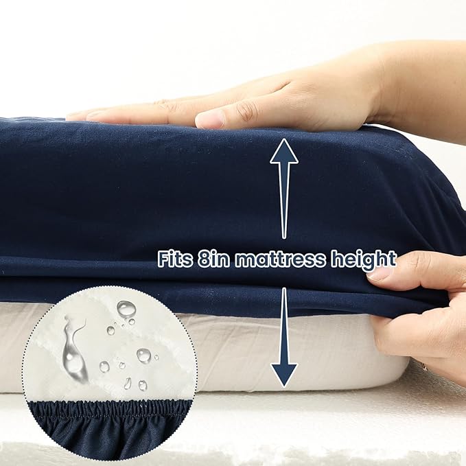 david's kids 2 Pack 52''x28'' Waterproof Crib Mattress Protector Pad Cover Stretch up to 8", Fitted Standard Crib and Toddler Mattresses, Soft and Breathable for Boys Girls, Navy Blue & Sage Green