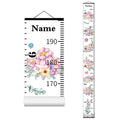 Wall Height Chart for Kids Personalized Name Custom Christmas Gift Baby Girls Flower Room Decor Wall Canvas Height Growth Measurement Ruler for Toddler Removable Wall Hanging Playroom Decoration