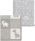 CREVENT 2Pcs 30''X40'' Cute Cozy Fluffy Warm Baby Blankets for Infants Toddlers' Bedding Crib Cot Stroller - Grey Cloud + Knit Animal Grey