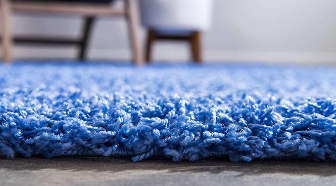 Unique Loom Solid Shag Collection Area Rug (7' 1" x 10' Rectangle, Periwinkle Blue)