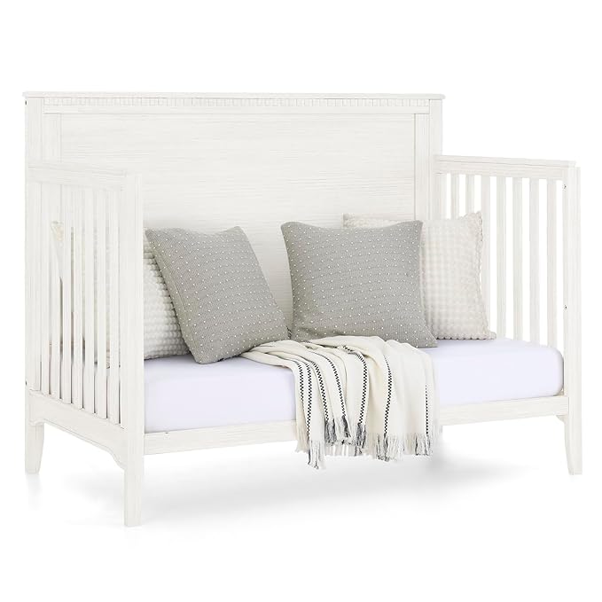 Delta Children Kendall 6-in1 Convertible Crib - Converts from Baby Crib to Toddler Bed, Daybed, Sofa Bed and Full-Size Bed with and Without Footboard, Fits Full-Size Crib Mattress, Antique White