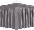 Biscaynebay Wrap Around Bed Skirts for Queen Beds 19" Long Drop, Silver Grey Adjustable Elastic Dust Ruffles Easy Fit Wrinkle & Fade Resistant Silky Luxurious Fabric Solid Machine Washable