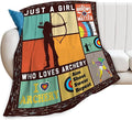 Archery Blanket Just a Girl Loves Archery Throw Blankets for Kids Teens Adults Warm Soft Lightweight Plush Sports Archery Target Print Fleece Flannel Throws Bedding Gifts for Girls 60"x50"