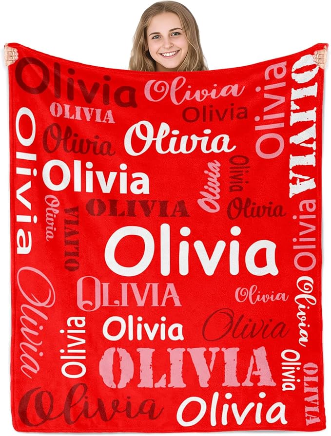 Gudina Personalized Name Blankets and Throws, Custom Blanket with Name, Personalized Christmas Blanket Gifts for Women Men