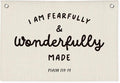 Kids Room Decor - Bible Verse Wall Hanging, 'I am Fearfully and Wonderfully Made' Linen Banner, Canvas Decoration for Classroom, Nursery, Kids Room