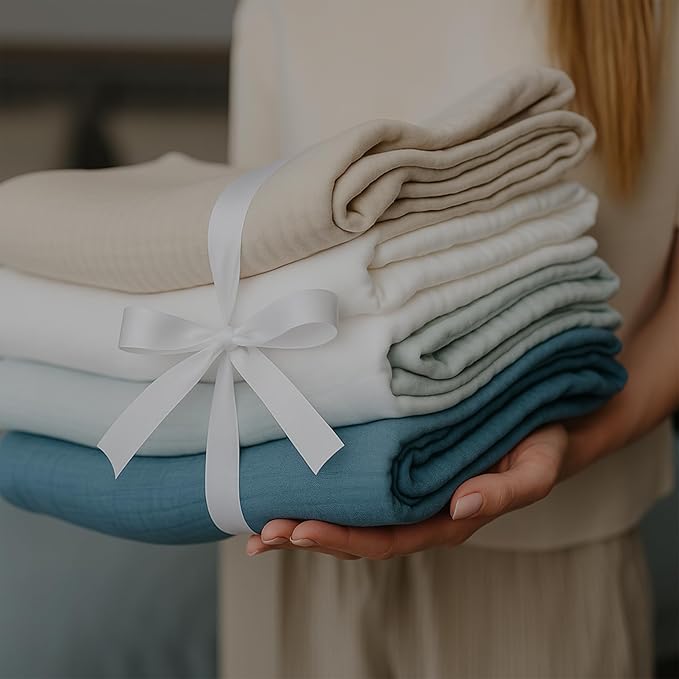 Goqan Muslin Blanket King Size 90x108 – 100% Cotton 4 Layer Boho Muslin Blanket for Adults, Lightweight, Soft, Breathable for Bed, Couch - Teal