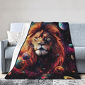 Lion Blanket Space Lion King Decor Throw Blanket Super Soft Flannel Lightweight Fluffy Plush Cozy Fuzzy Fleece Animal Print Gifts Blanket for Girl Woman Man Boys Kids Adults for Bed Sofa 60"X80"