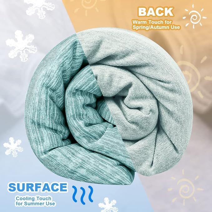 LUXEAR Cooling Blanket Keep Cool in Hot Summer, 51 X 67in Twin or Baby Size Blanket for Adults, Children,Japanese Q-Max >0.5 Technology Arc-Chill Cooling Fiber, Breathable Comfortable All-Season-Green