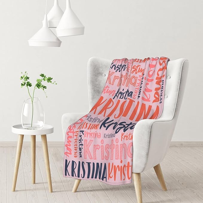 Dr.TOUGH Personalized Blankets with Name Customized Baby Blankets for Girls Boys Adults Monogrammed Blankets and Throws Christmas Birthday Mothers Fathers Valentines Day Gift (Pink,60''×80'')