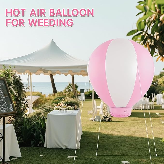 3FT Hot Air Balloon Decorations with Air Pump, Hanging Balloon for Girls Boys Baby, for Birthday Wedding Exhibitions, Pink